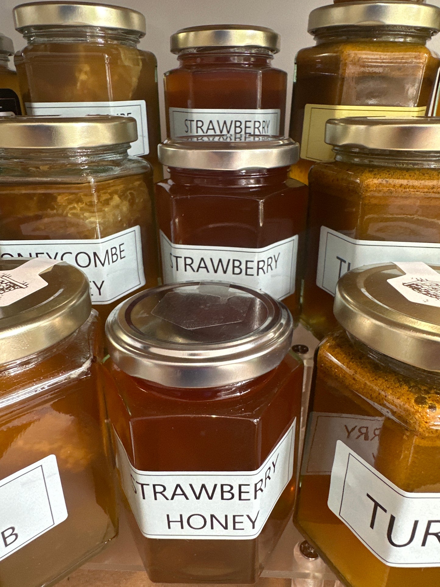 Strawberry infused Honey 8oz Jar 226g