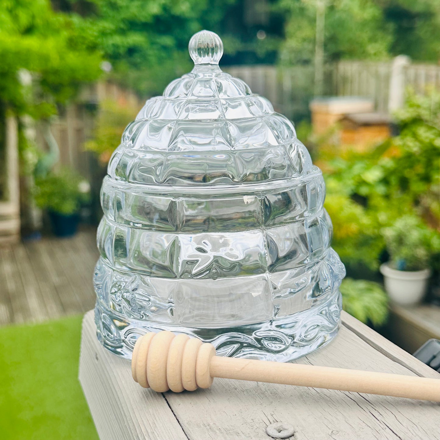 Glass Honey Bee Jar with Spool