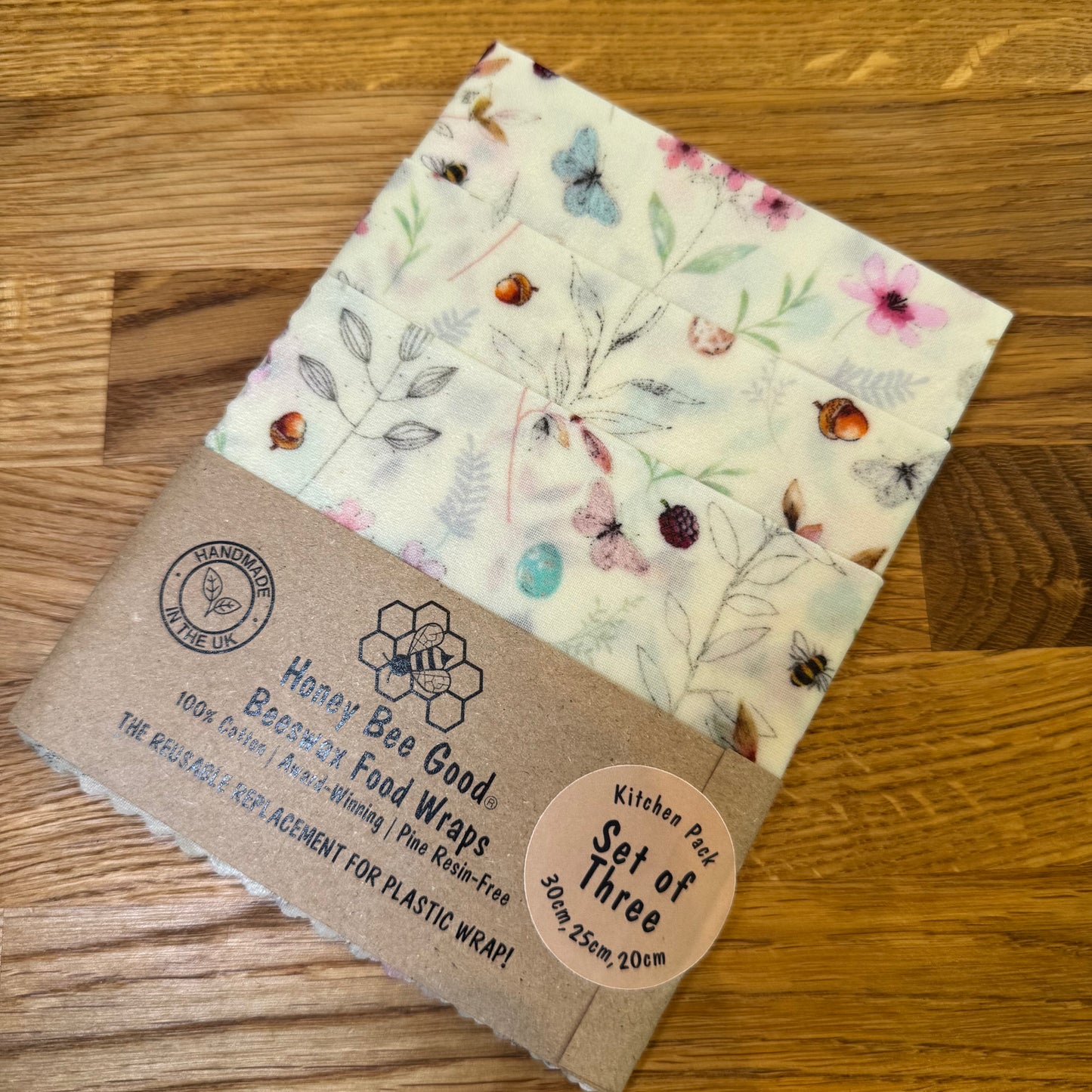 Beeswax Wrap Set Of 3 Different Sizes (Various Designs)