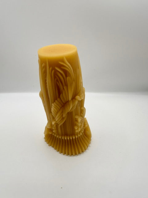 Pure Bees Wax pillar Floral Grasses Baroque no5