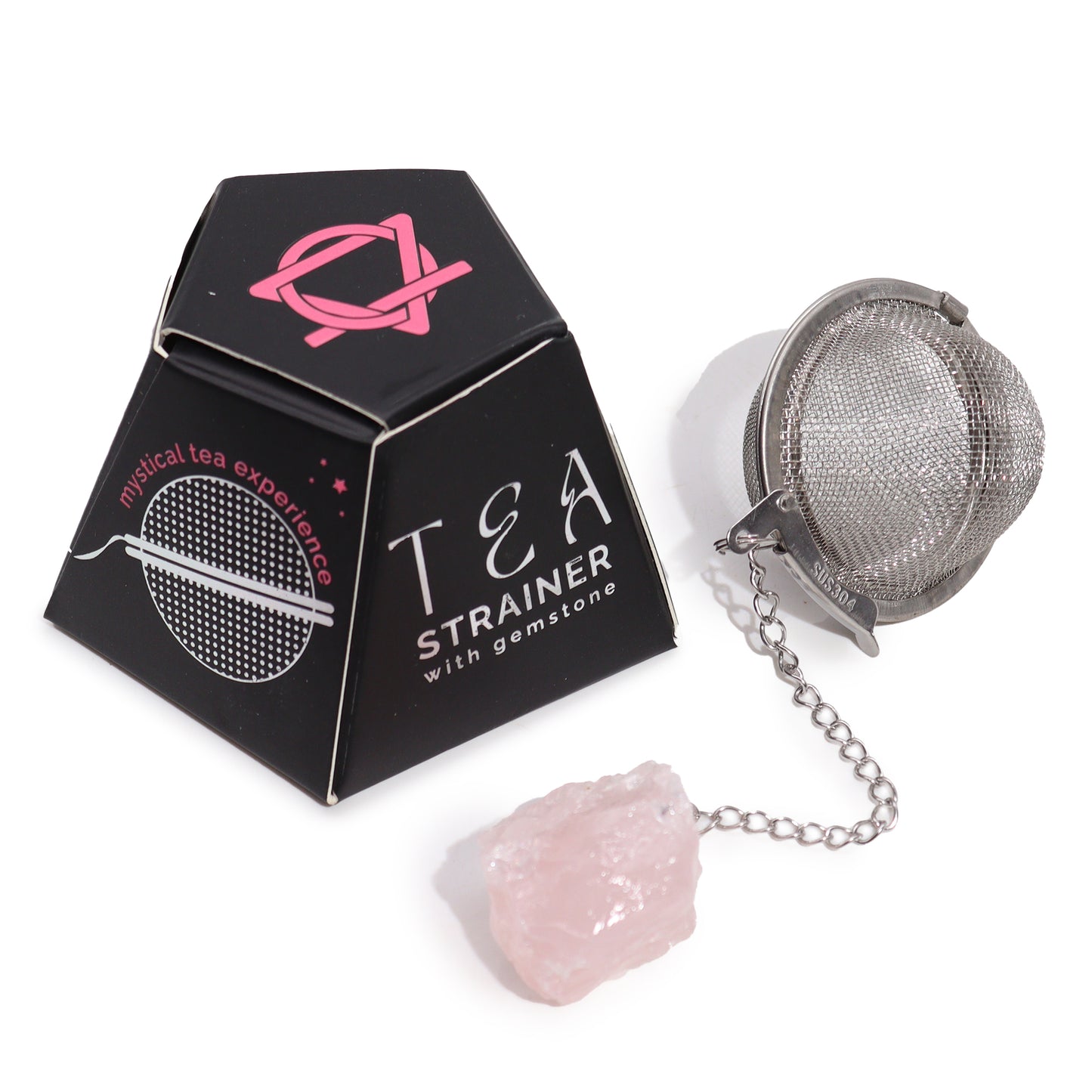 Raw Gemstone Tea Strainer - Rose Quartz