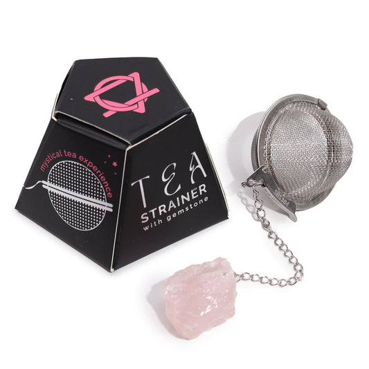 Raw Gemstone Tea Strainer - Rose Quartz