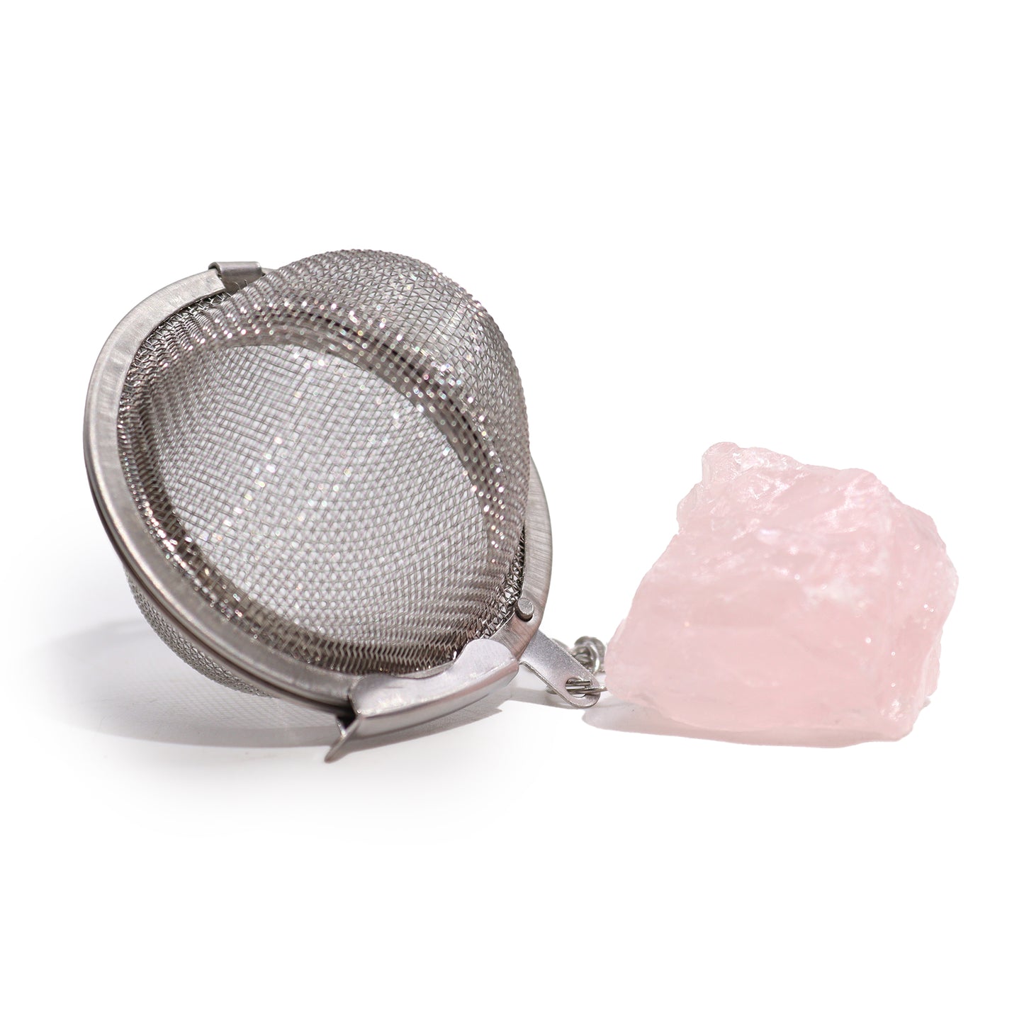 Raw Gemstone Tea Strainer - Rose Quartz
