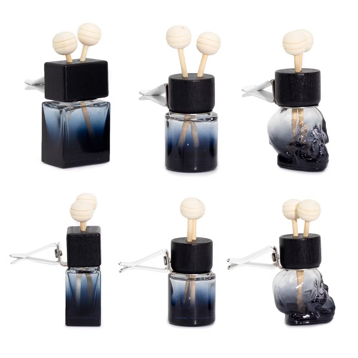 Car Diffuser Vent Attach Bottles - 8ml  SET OF 3  BLUE / BLACK