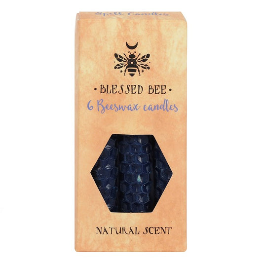 6 Blue Beeswax Candles