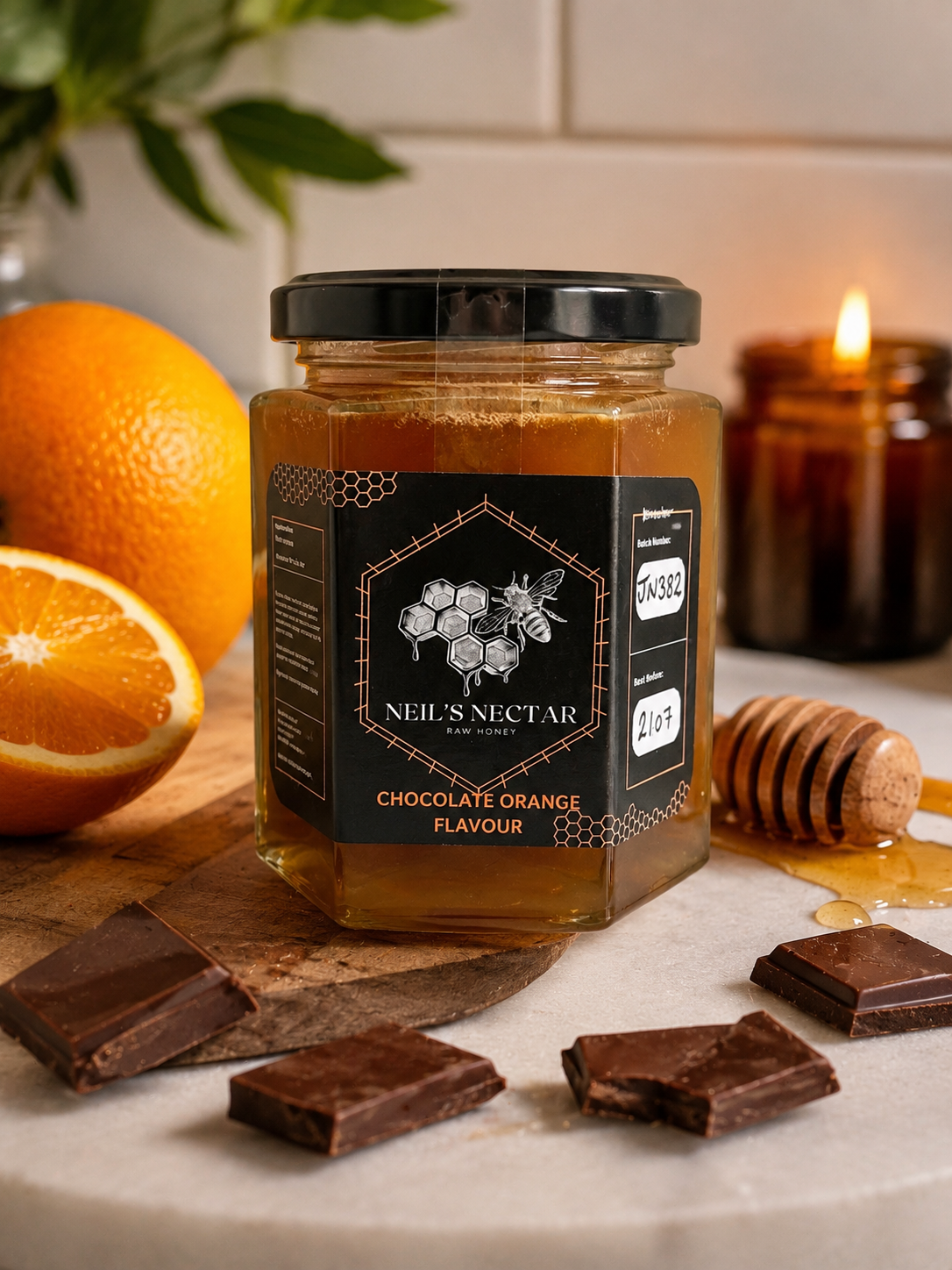 Chocolate Orange  infused Honey 8oz Jar 226g