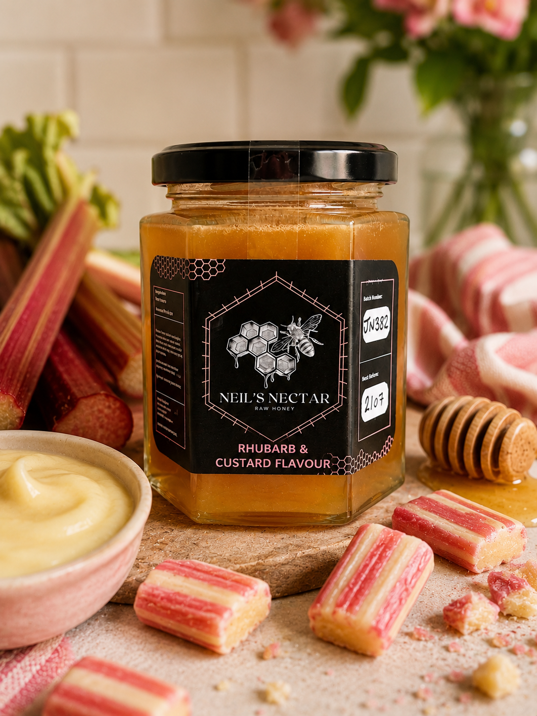 Rhubarb and custard   Honey 8oz Jar 226g