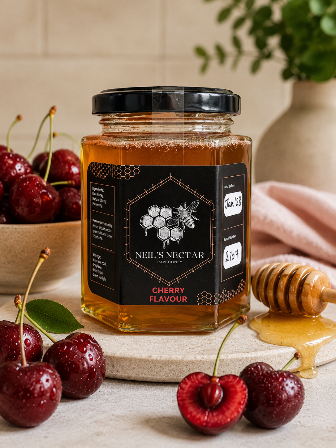 Cherry infused  Honey 8oz Jar 226g
