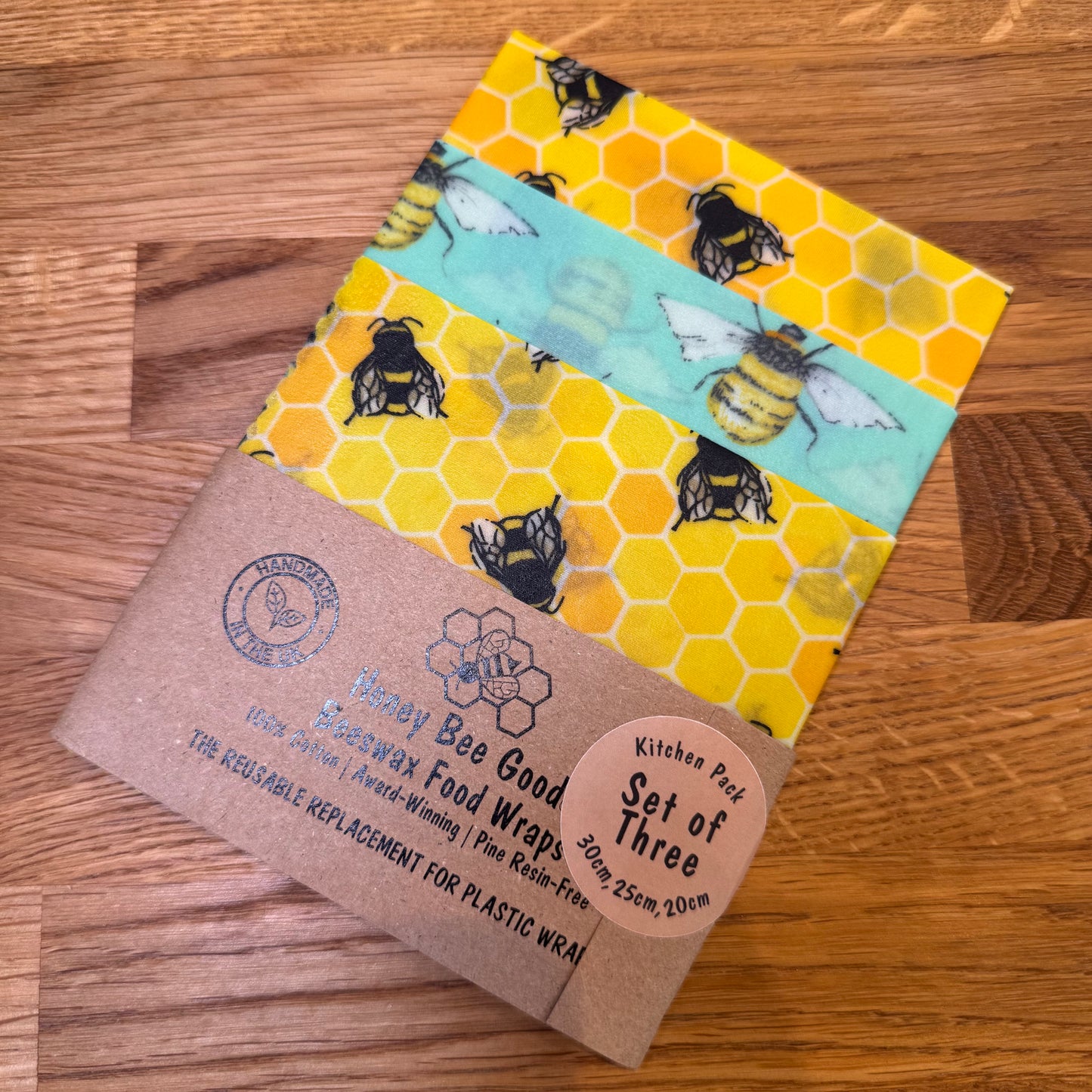 Beeswax Wrap Set Of 3 Different Sizes (Various Designs)