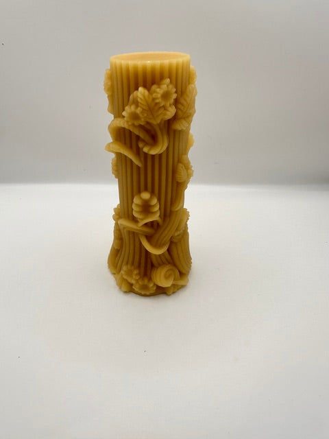 Pure Bees Wax pillar Floral vines Baroque  no4