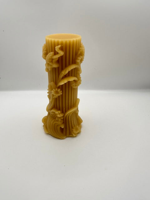 Pure Bees Wax pillar Floral vines Baroque  no4