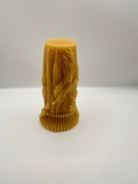 Pure Bees Wax pillar Floral Grasses Baroque  no5