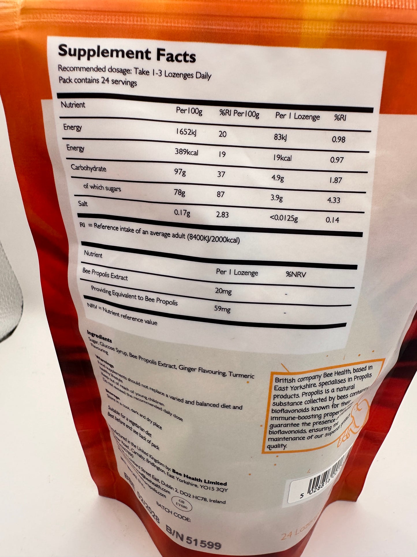 Propolis Lozenges Tumeric /Ginger
